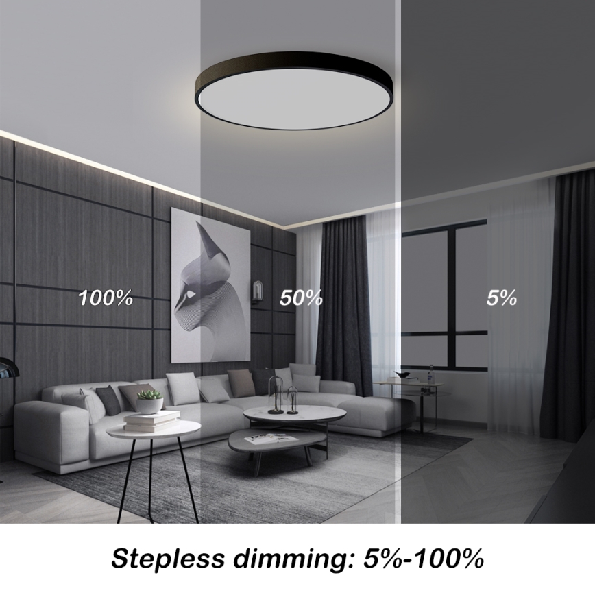 Brilagi - LED prigušiva stropna svjetiljka POOL SMART LED/100W/230V 3000-6000K pr. 80 cm Wi-Fi Tuya crna + daljinski upravljač