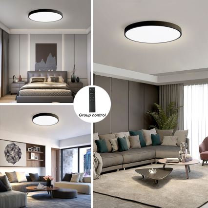Brilagi - LED prigušiva stropna svjetiljka POOL SMART LED/100W/230V 3000-6000K pr. 80 cm Wi-Fi Tuya crna + daljinski upravljač
