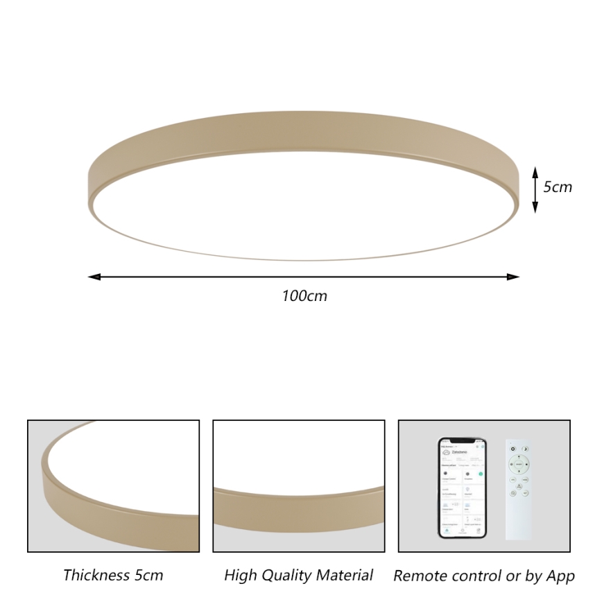 Brilagi - LED prigušivo stropno svjetlo POOL SMART LED/128W/230V 3000-6000K 100 cm bež Wi-Fi Tuya + daljinski upravljač