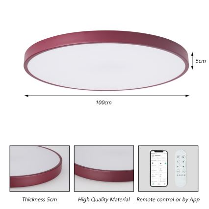 Brilagi - LED svjetiljka s prigušivanjem POOL SMART LED/128W/230V pr. 100 cm 3000-6000K Wi-Fi Tuya + daljinski upravljač bordo