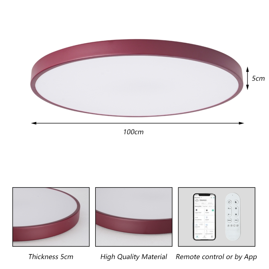 Brilagi - LED svjetiljka s prigušivanjem POOL SMART LED/128W/230V pr. 100 cm 3000-6000K Wi-Fi Tuya + daljinski upravljač bordo