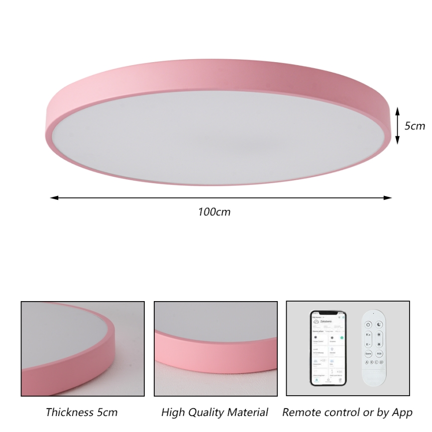 Brilagi - LED prigušiva svjetiljka POOL SMART LED/128W/230V prom. 100 cm 3000-6000K Wi-Fi Tuya + daljinski upravljač ružičasta