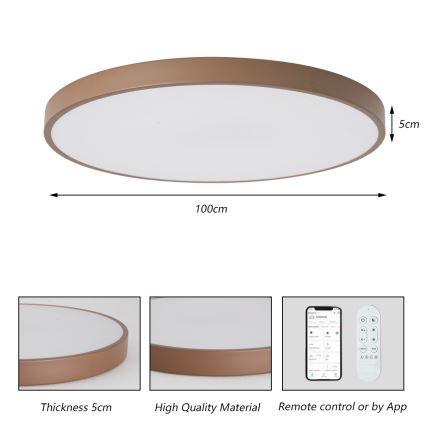 Brilagi - Prigušivo LED svjetlo POOL SMART LED/128W/230V promjer 100 cm 3000-6000K Wi-Fi Tuya + daljinsko upravljanje smeđa
