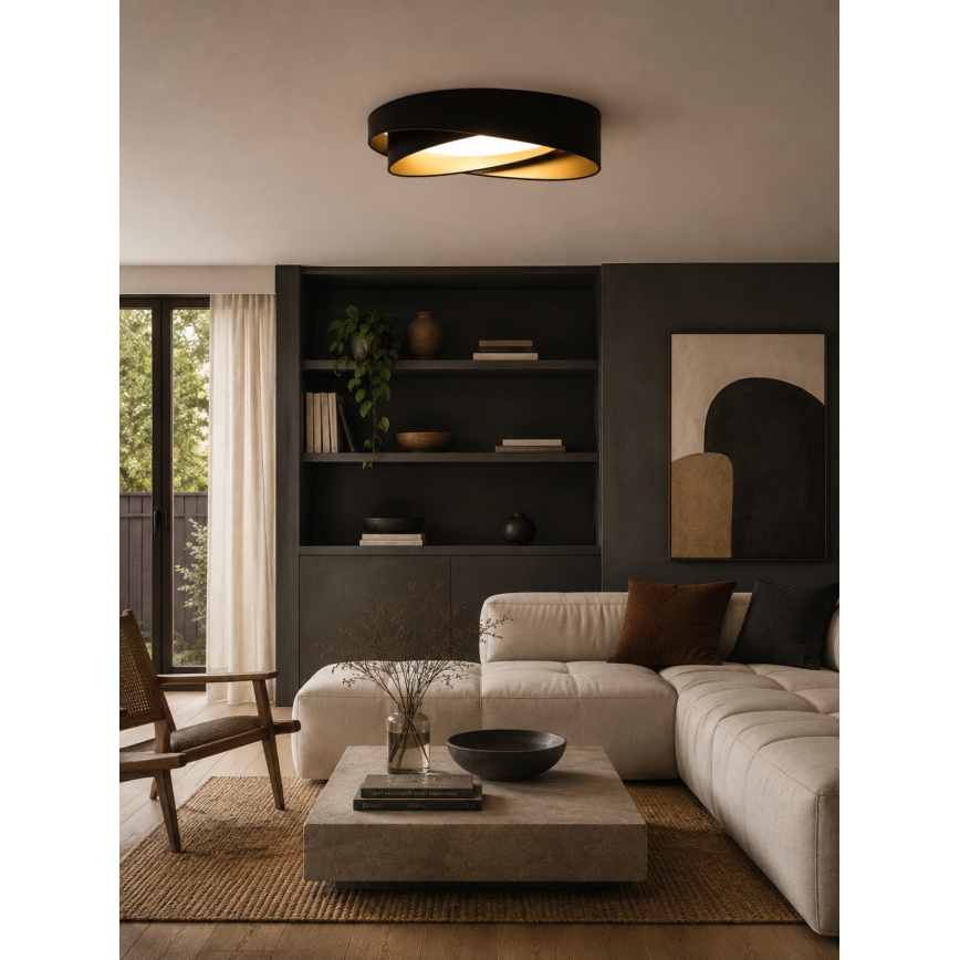 BRILAGI - LED stropna svjetiljka s mogućnošću prigušivanja VELVET TWIST LED/36W/230V 3000-6000K Ø 65 cm Wi-Fi Tuya Beacon crna/zlatna + daljinski upravljač