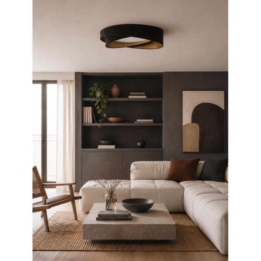 BRILAGI - LED stropna svjetiljka s mogućnošću prigušivanja VELVET TWIST LED/36W/230V 3000-6000K Ø 65 cm Wi-Fi Tuya Beacon crna/zlatna + daljinski upravljač