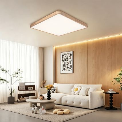 BRILAGI - stropno LED svjetlo s prigušivanjem WOODLINE SQUARE LED/100W/230V 3000-6000K hrast 80x80 cm + daljinsko upravljanje