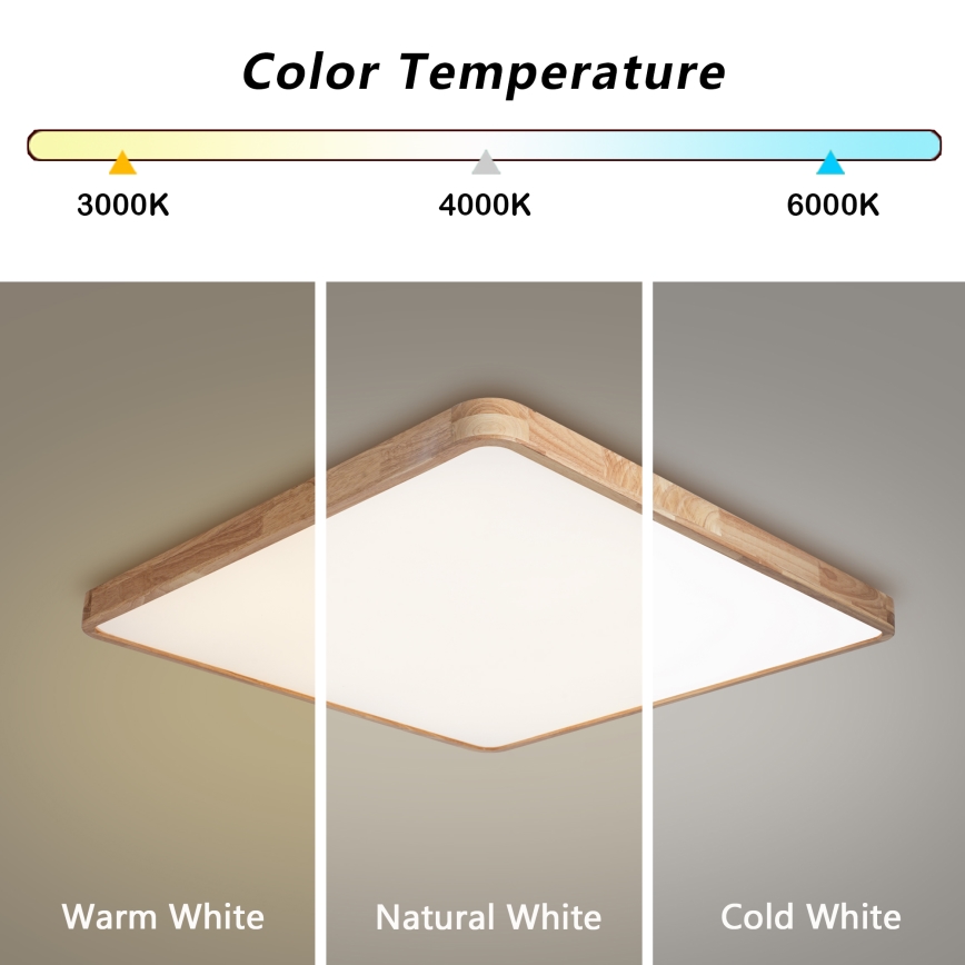 Brilagi - stropno LED svjetlo s prigušivanjem WOODLINE SQUARE LED/100W/230V 3000-6000K hrast 80x80 cm + daljinsko upravljanje