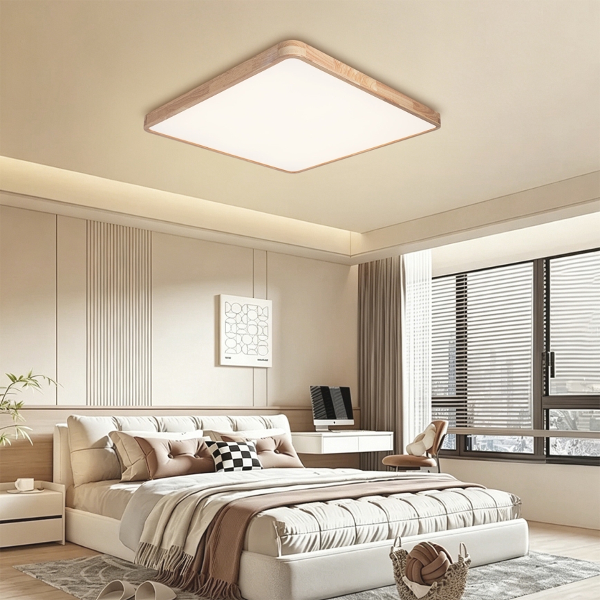 BRILAGI - stropno LED svjetlo s prigušivanjem WOODLINE SQUARE LED/100W/230V 3000-6000K hrast 80x80 cm + daljinsko upravljanje