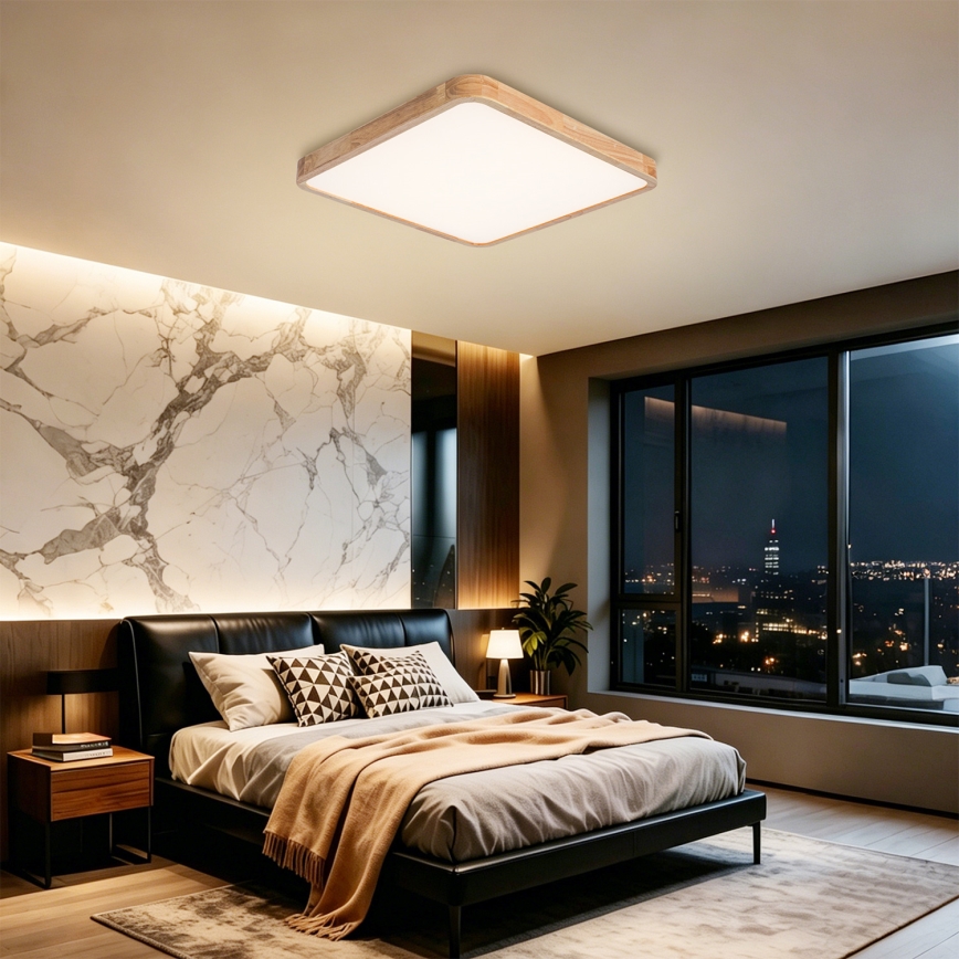 BRILAGI - Prigušivo LED stropno svjetlo WOODLINE SQUARE LED/80W/230V 3000-6000K hrast 60x60 cm + daljinski upravljač