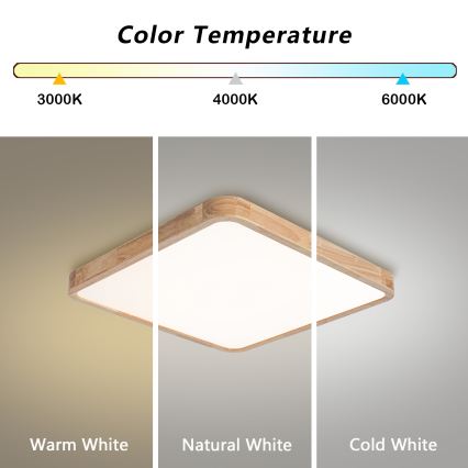 Brilagi - Prigušivo LED stropno svjetlo WOODLINE SQUARE LED/80W/230V 3000-6000K hrast 60x60 cm + daljinski upravljač