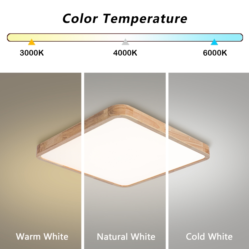 Brilagi - Prigušivo LED stropno svjetlo WOODLINE SQUARE LED/80W/230V 3000-6000K hrast 60x60 cm + daljinski upravljač