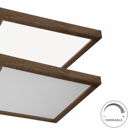 BRILAGI - LED stropno svjetlo za kupaonicu s mogućnošću prigušivanja WOODY FRAME LED/50W/230V hrast/orah 60x60 cm 3000-6000K IP44 + daljinski upravljač