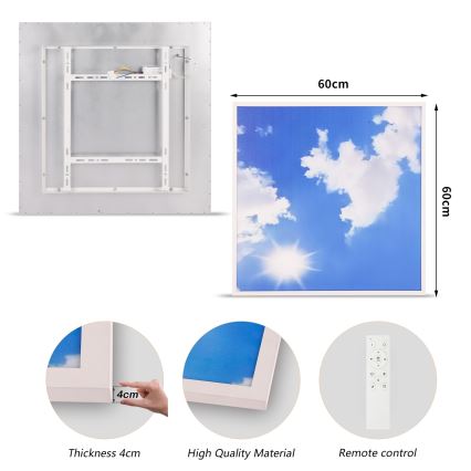 Brilagi - LED stropno svjetlo s mogućnošću prigušivanja SLIMFRAME SKY LED/58W/230V 60x60 cm 3000-6000K srebrna/plava + daljinski upravljač