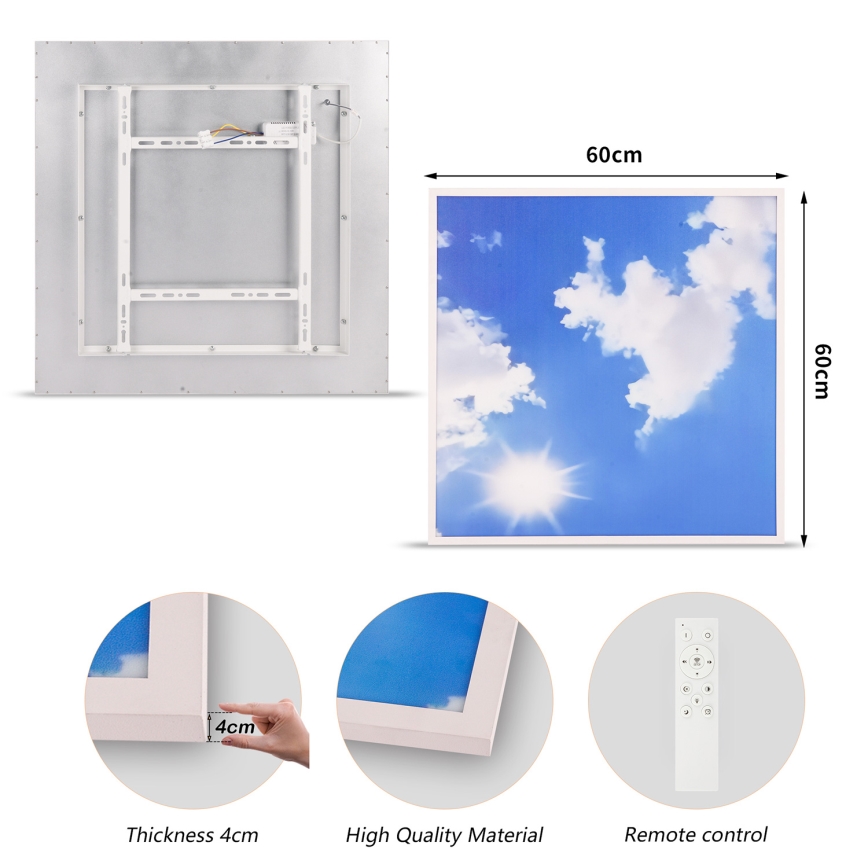 Brilagi - LED stropno svjetlo s mogućnošću prigušivanja SLIMFRAME SKY LED/58W/230V 60x60 cm 3000-6000K srebrna/plava + daljinski upravljač