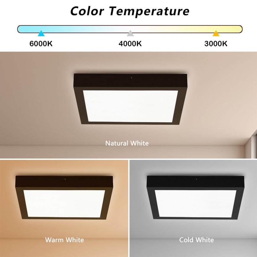 Brilagi - LED Stropna svjetiljka za kupaonicu FRAME LED/24W/230V 30x30 cm 3000/4000/6000K IP44 crna