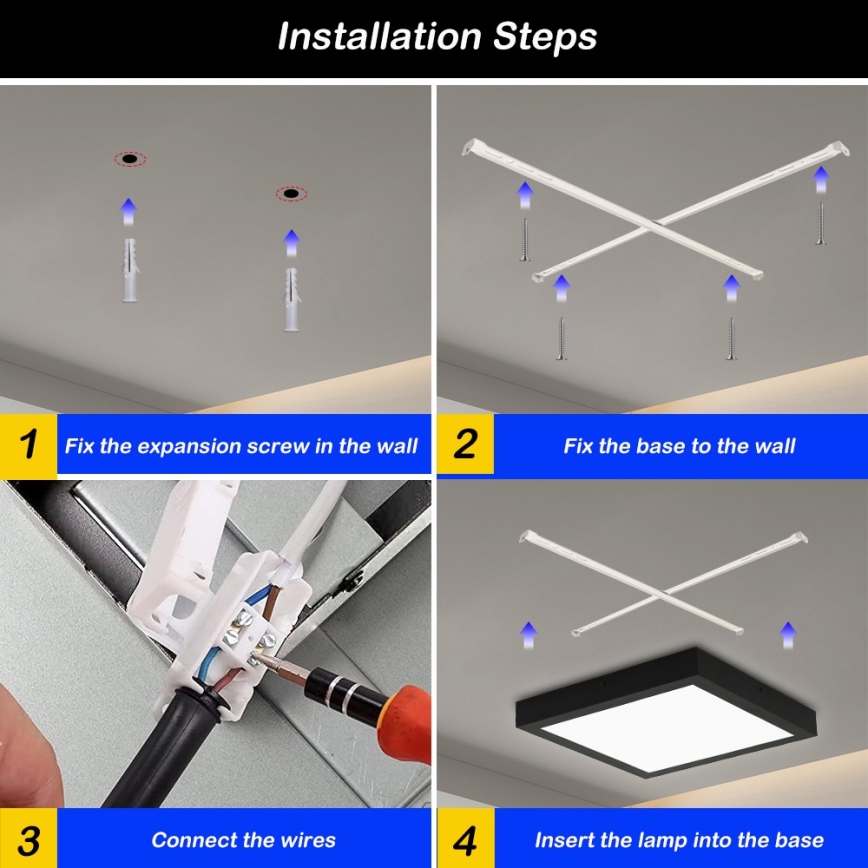 Brilagi - LED Stropna svjetiljka za kupaonicu FRAME LED/24W/230V 30x30 cm 3000/4000/6000K IP44 crna