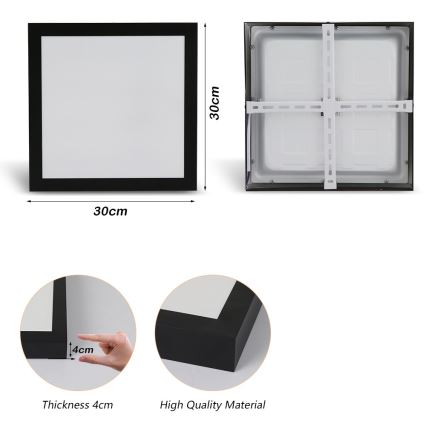 Brilagi - LED Stropna svjetiljka za kupaonicu FRAME LED/24W/230V 30x30 cm 3000/4000/6000K IP44 crna