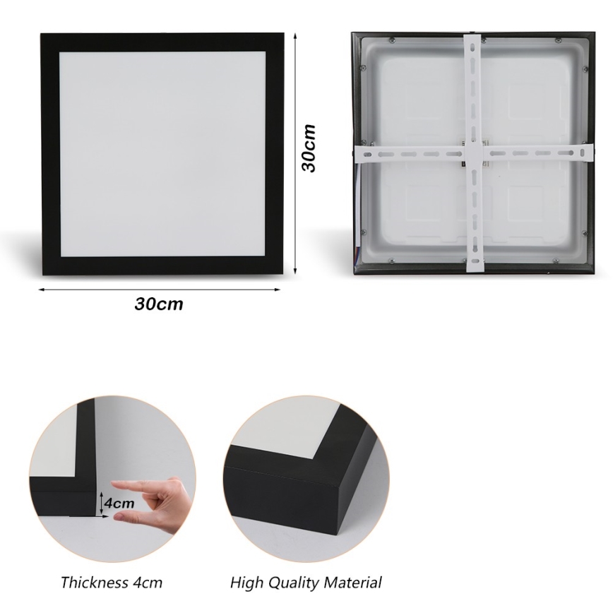 Brilagi - LED Stropna svjetiljka za kupaonicu FRAME LED/24W/230V 30x30 cm 3000/4000/6000K IP44 crna