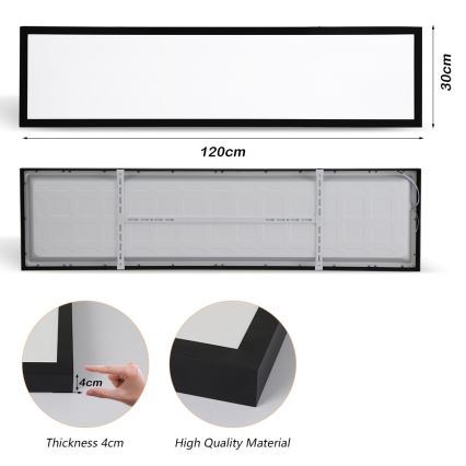 Brilagi - LED Stropna svjetiljka za kupaonicu FRAME LED/50W/230V 30x120 cm 3000/4000/6000K IP44 crna