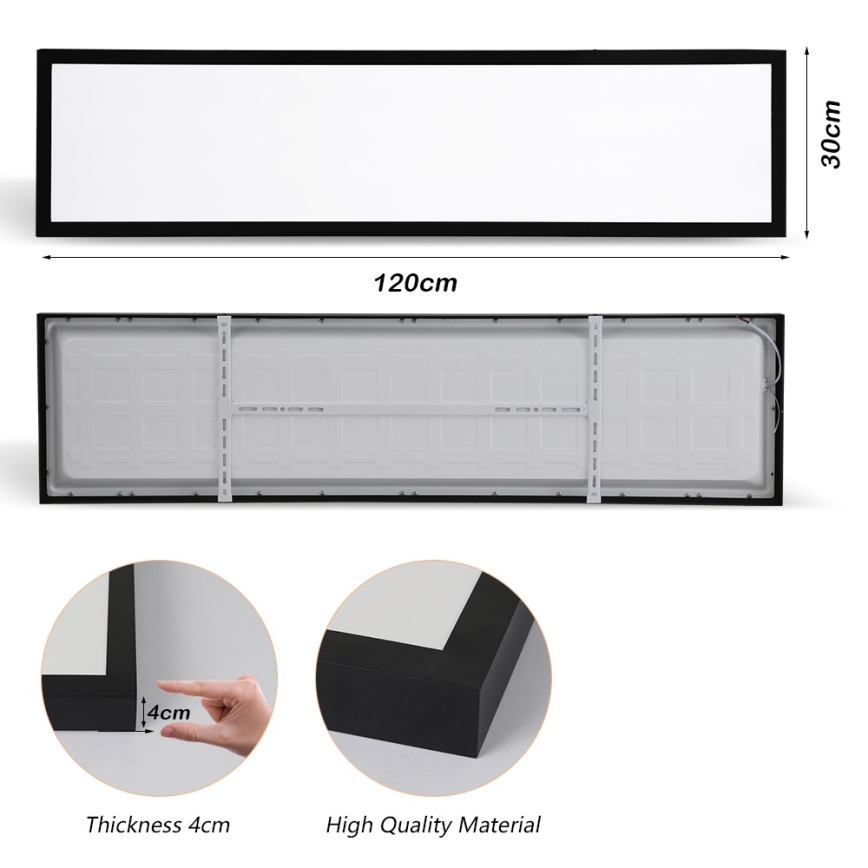 Brilagi - LED Stropna svjetiljka za kupaonicu FRAME LED/50W/230V 30x120 cm 3000/4000/6000K IP44 crna