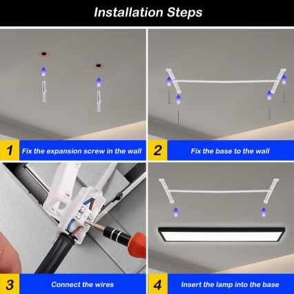 Brilagi - LED Stropna svjetiljka za kupaonicu FRAME LED/50W/230V 3000/4000/6000K IP44 crna