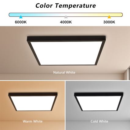 Brilagi - LED Stropna svjetiljka za kupaonicu FRAME LED/50W/230V 60x60 cm 3000/4000/6000K IP44 crna