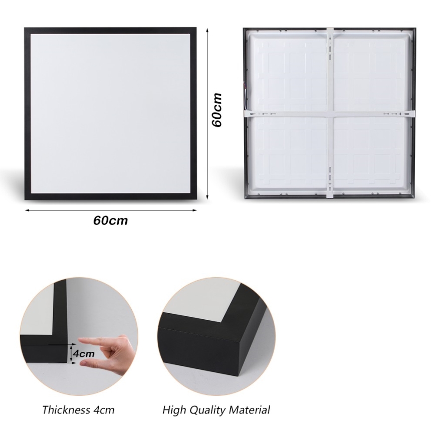 Brilagi - LED Stropna svjetiljka za kupaonicu FRAME LED/50W/230V 60x60 cm 3000/4000/6000K IP44 crna