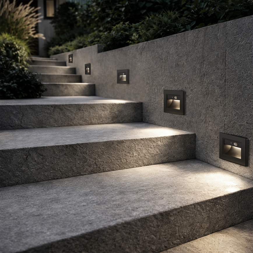 Brilagi - LED stubišno svjetlo sa senzorom STEP LIGHT LED/1,5W/230V IP44 crno