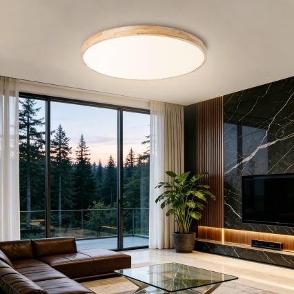 Brilagi - Prigušiva LED stropna svjetiljka WOODLINE LED/100W/230V 3000-6000K hrast, promjer 80 cm + daljinski upravljač