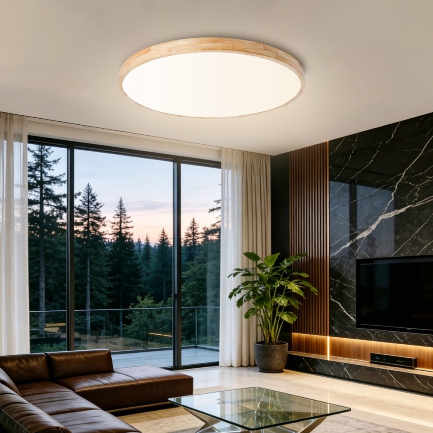 Brilagi - Prigušiva LED stropna svjetiljka WOODLINE LED/100W/230V 3000-6000K hrast, promjer 80 cm + daljinski upravljač