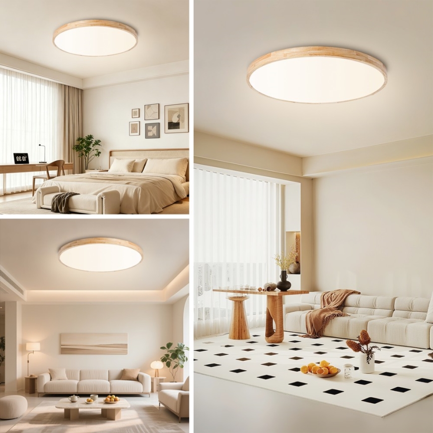 Brilagi - Prigušiva LED stropna svjetiljka WOODLINE LED/100W/230V 3000-6000K hrast, promjer 80 cm + daljinski upravljač