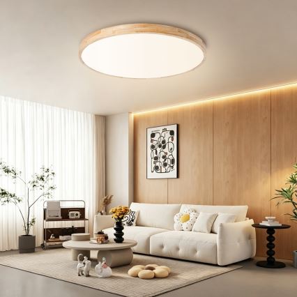 Brilagi - Prigušiva LED stropna svjetiljka WOODLINE LED/100W/230V 3000-6000K hrast, promjer 80 cm + daljinski upravljač