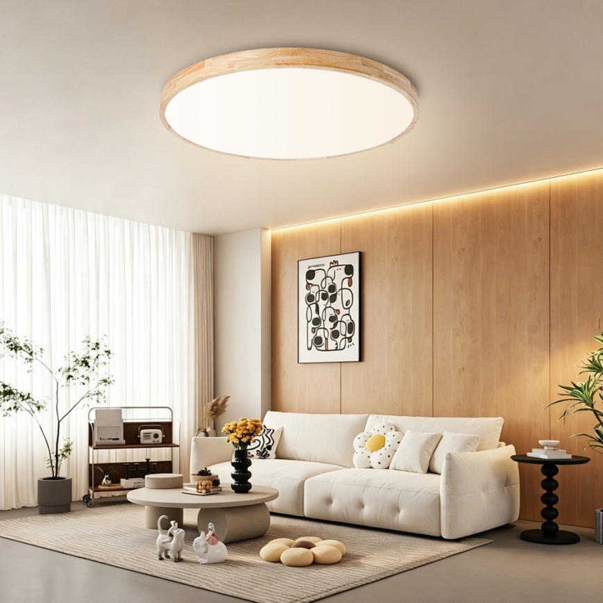 Brilagi - Prigušiva LED stropna svjetiljka WOODLINE LED/100W/230V 3000-6000K hrast, promjer 80 cm + daljinski upravljač