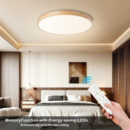 Brilagi - Prigušiva LED stropna svjetiljka WOODLINE LED/100W/230V 3000-6000K hrast, promjer 80 cm + daljinski upravljač