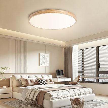 Brilagi - Prigušiva LED stropna svjetiljka WOODLINE LED/100W/230V 3000-6000K hrast, promjer 80 cm + daljinski upravljač