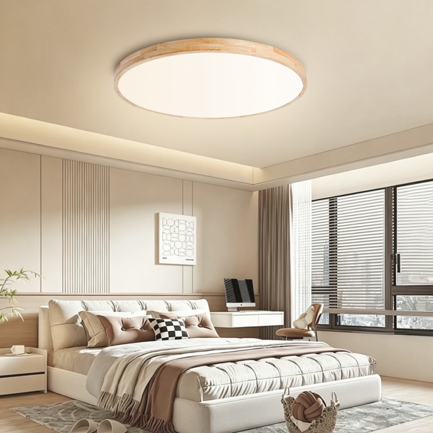 Brilagi - Prigušiva LED stropna svjetiljka WOODLINE LED/100W/230V 3000-6000K hrast, promjer 80 cm + daljinski upravljač