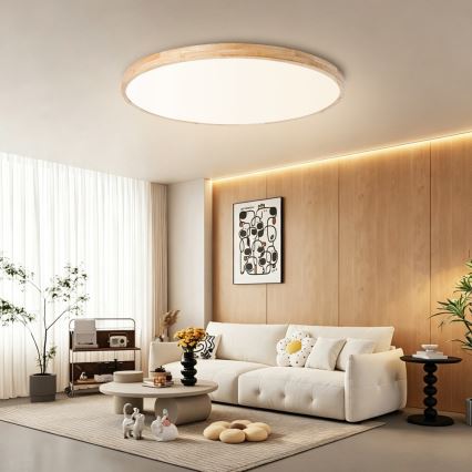 Brilagi - LED prigušivo stropno svjetlo WOODLINE LED/128W/230V 3000-6000K hrast prom. 100 cm + daljinski upravljač