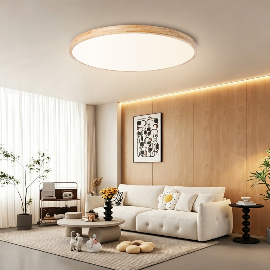 Brilagi - LED prigušivo stropno svjetlo WOODLINE LED/128W/230V 3000-6000K hrast prom. 100 cm + daljinski upravljač