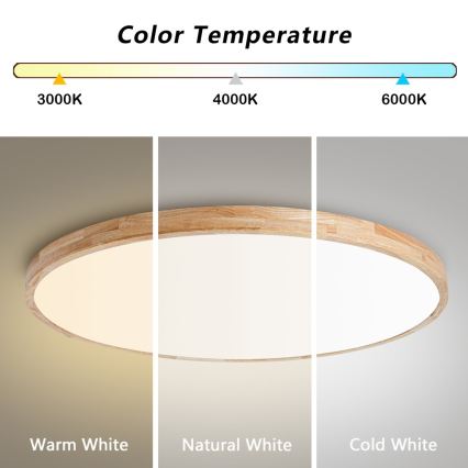 Brilagi - LED prigušivo stropno svjetlo WOODLINE LED/128W/230V 3000-6000K hrast prom. 100 cm + daljinski upravljač