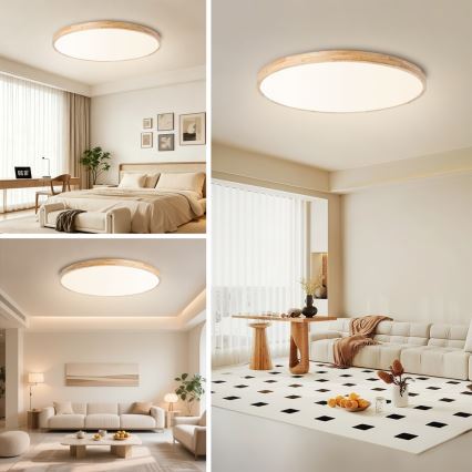 Brilagi - LED prigušivo stropno svjetlo WOODLINE LED/128W/230V 3000-6000K hrast prom. 100 cm + daljinski upravljač