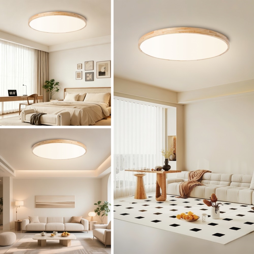 Brilagi - LED prigušivo stropno svjetlo WOODLINE LED/128W/230V 3000-6000K hrast prom. 100 cm + daljinski upravljač