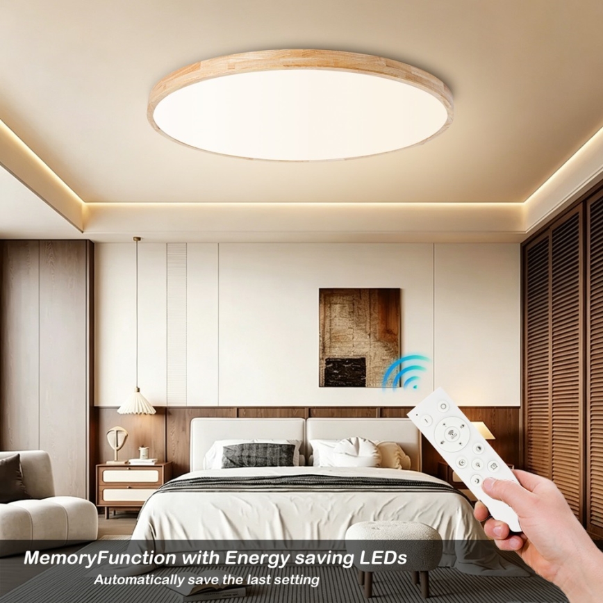 Brilagi - LED prigušivo stropno svjetlo WOODLINE LED/128W/230V 3000-6000K hrast prom. 100 cm + daljinski upravljač