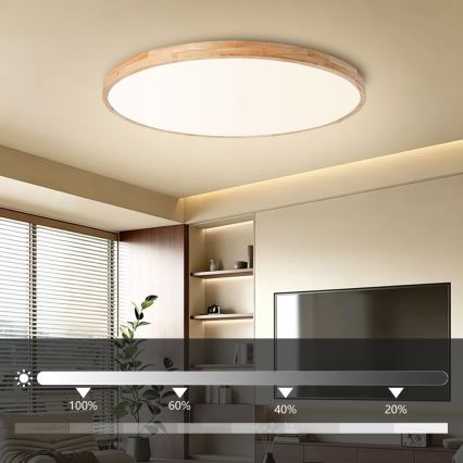 Brilagi - LED prigušivo stropno svjetlo WOODLINE LED/128W/230V 3000-6000K hrast prom. 100 cm + daljinski upravljač