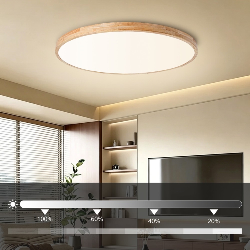 Brilagi - LED prigušivo stropno svjetlo WOODLINE LED/128W/230V 3000-6000K hrast prom. 100 cm + daljinski upravljač