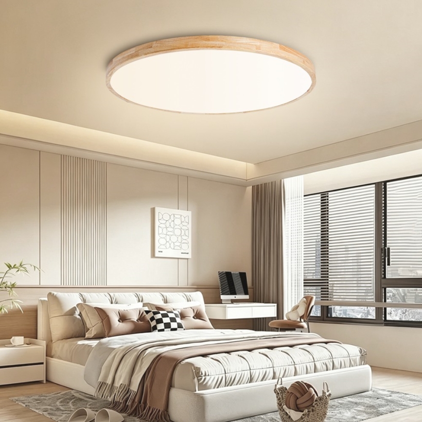 Brilagi - LED prigušivo stropno svjetlo WOODLINE LED/128W/230V 3000-6000K hrast prom. 100 cm + daljinski upravljač