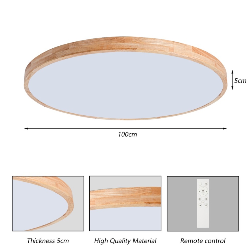 Brilagi - LED prigušivo stropno svjetlo WOODLINE LED/128W/230V 3000-6000K hrast prom. 100 cm + daljinski upravljač