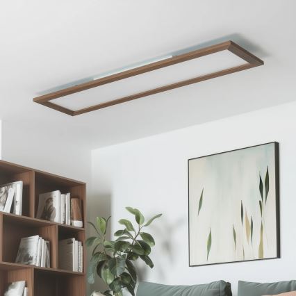 Brilagi - Prigušivo LED stropno svjetlo SLIMFRAME WOOD LED/58W/230V 124x34 cm 3000-6000K tamno smeđa + daljinski upravljač