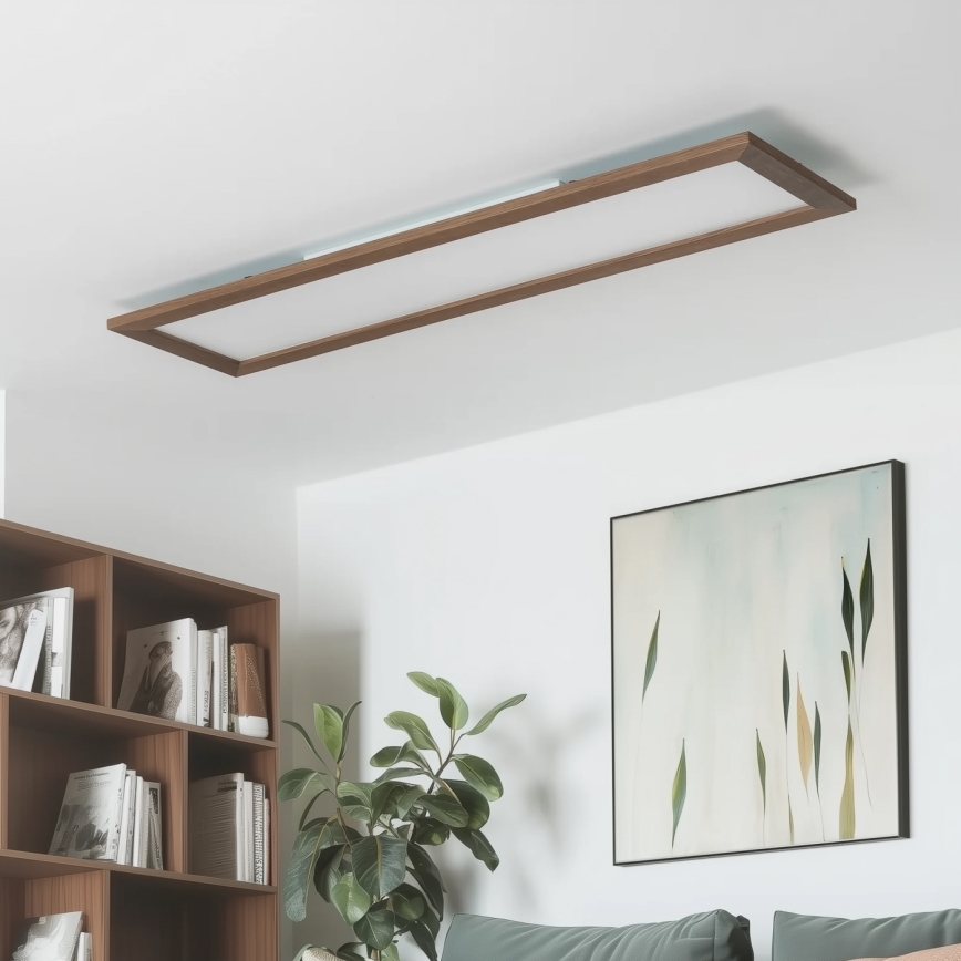 Brilagi - Prigušivo LED stropno svjetlo SLIMFRAME WOOD LED/58W/230V 124x34 cm 3000-6000K tamno smeđa + daljinski upravljač