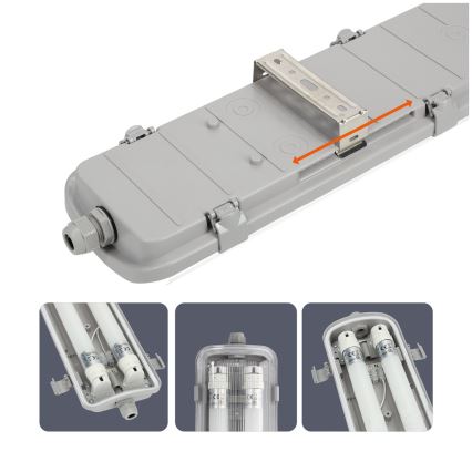 BRILAGI - LED tehnička fluorescentna svjetiljka otporna na prašinu OPTIMA T8 2xG13/18W/230V 6500K IP65 128 cm