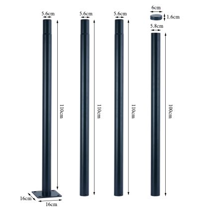 Brilagi - LED ulična svjetiljka sa stupom 4 m URBANSPARK LED/120W/230V antracit IP65